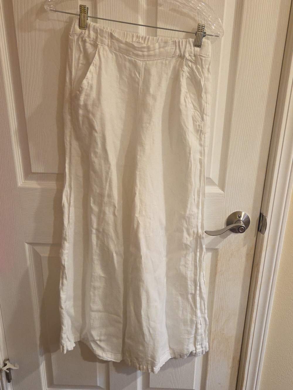 CP Shades White Linen Wide Leg Wendy Pants with Elastic Waist